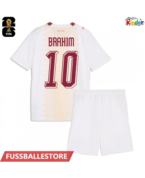 Günstige Marokko Brahim Diaz #10 Auswärts Trikotsatzt Kinder WM 2026 Kurzarm (+ Kurze Hosen)